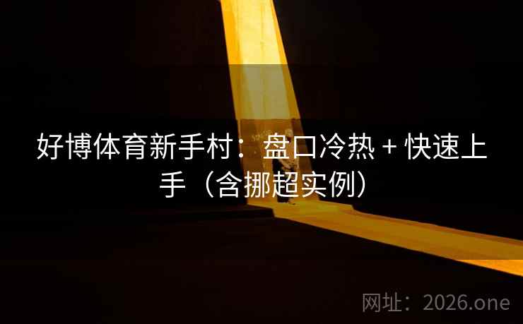 好博体育新手村：盘口冷热 + 快速上手（含挪超实例）